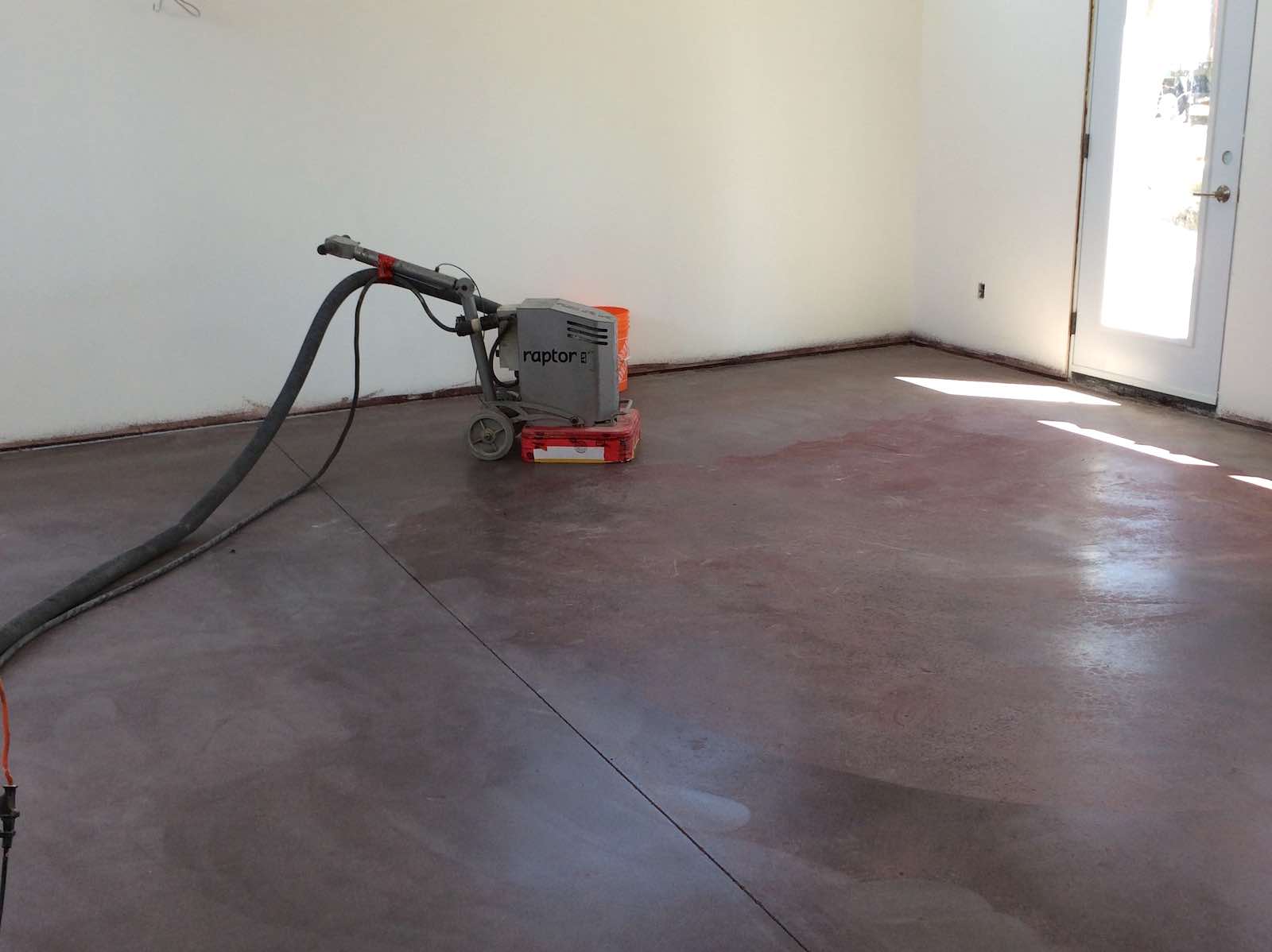 Polishing the concrete floor