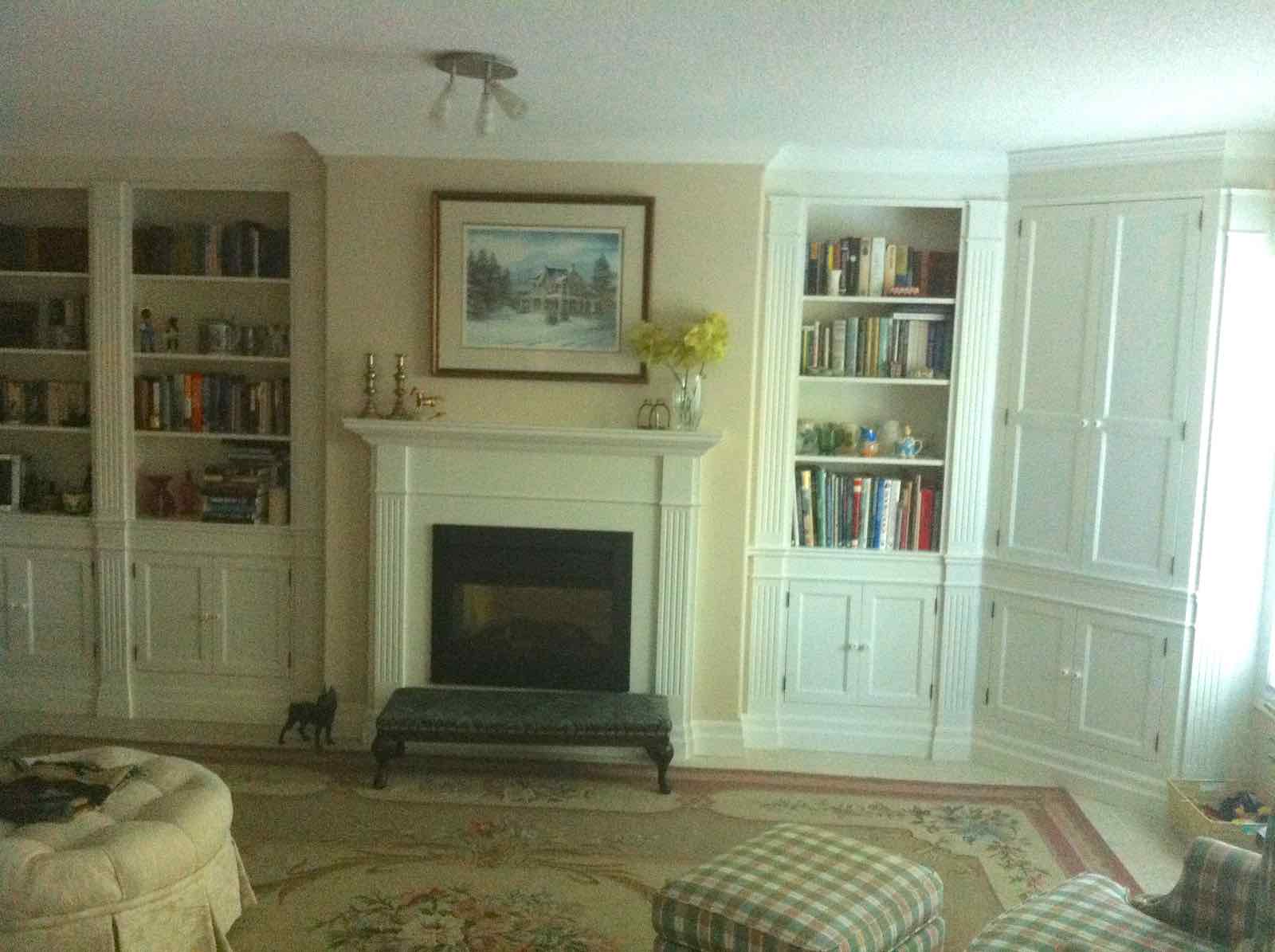 Custom Bookcase & Fireplace Surround